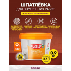 Шпатлевка для стен МАСЛЯНО-КЛЕЕВАЯ 0,9 кг OLECOLOR, Высокая эластичность, Готовая к применению, Шпаклевка для внутренних работ, для стен и потолков, для заделки трещин, белая